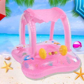 Children's awning swimming ring Baby sunscreen inflatable sitting ring with bell toys for kids