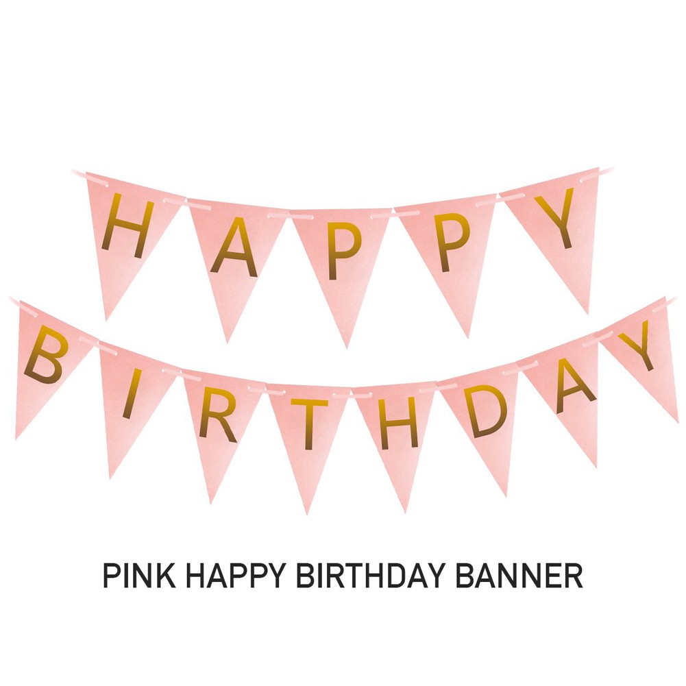 Pink And Gold Happy Birthday Party Decoration Supplies For Girls