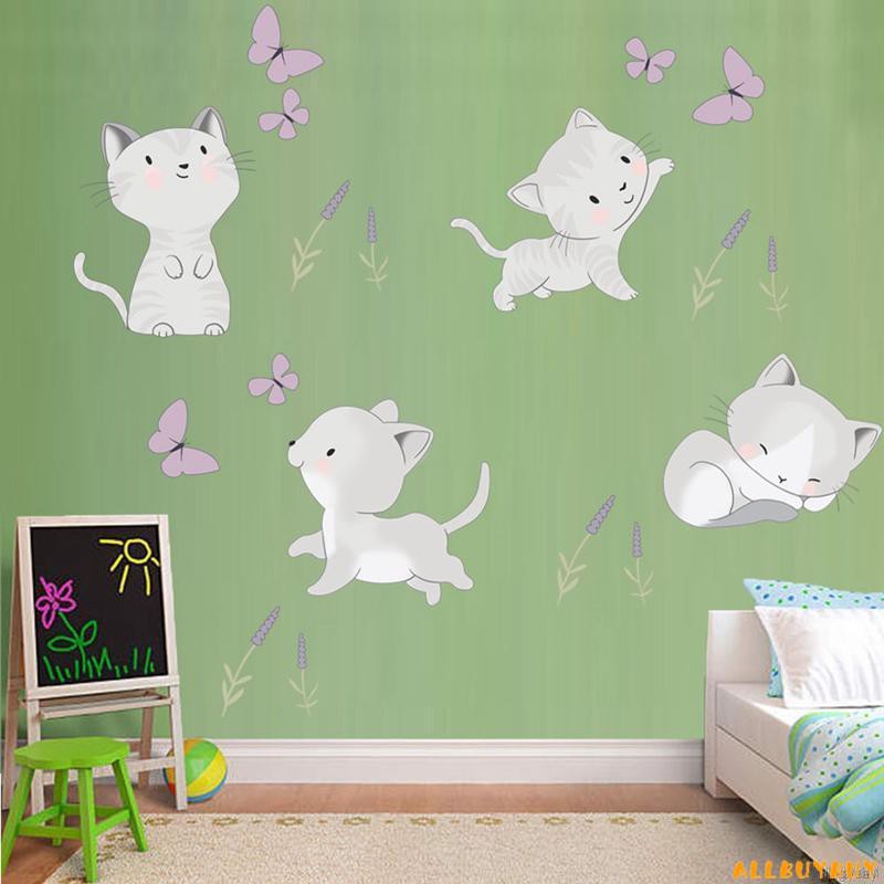 Abb Cartoon Diy Cat And Butterfly Switch Stickers Wall Art Decal Wallpaper For Kids Room Wall Decor Jkk Shopee Philippines