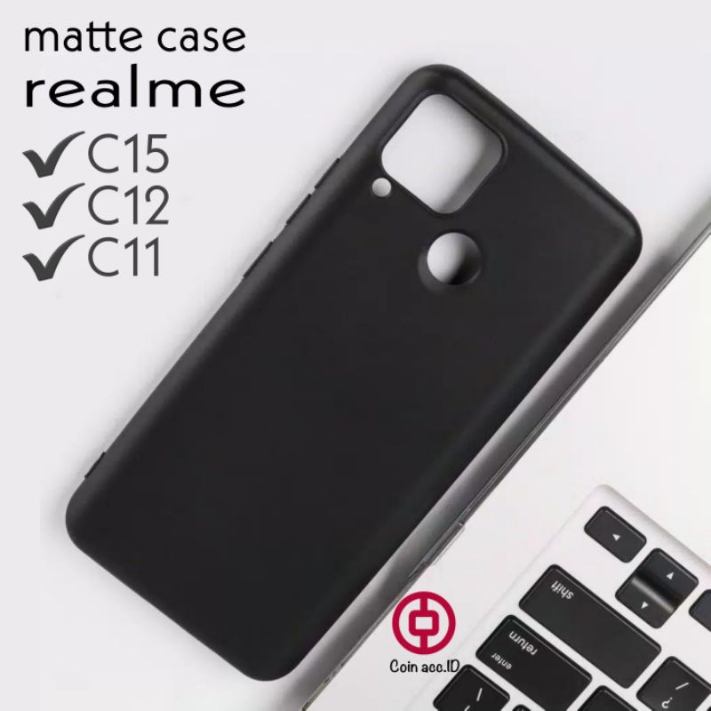 Black Matte Case Realme Narzo 30a 20 20a C15 C11 C12 C2 C3 Casing Softcase Silicone Black Slim Fit Philipes