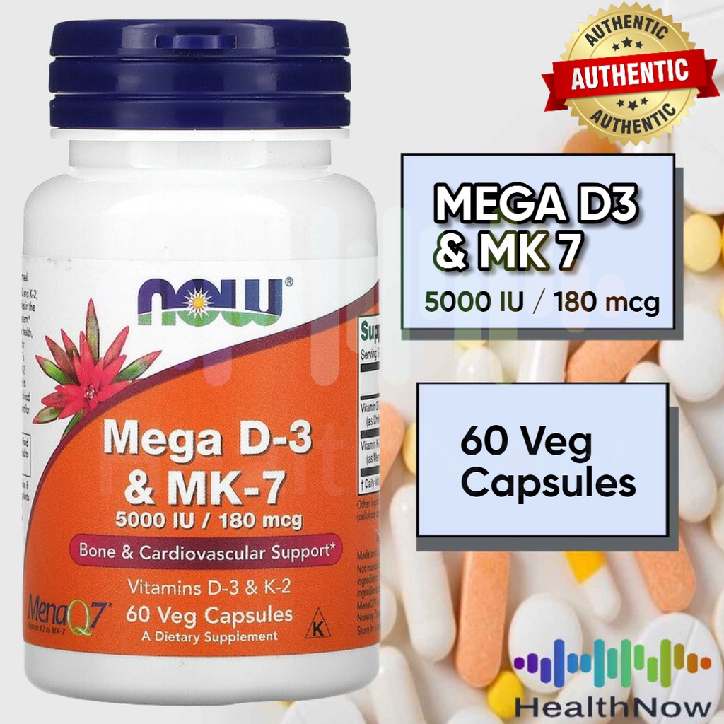 On hand!!Now Mega D3 & MK7 180 mcg 5,000 IU, 60 Veg Capsules Shopee