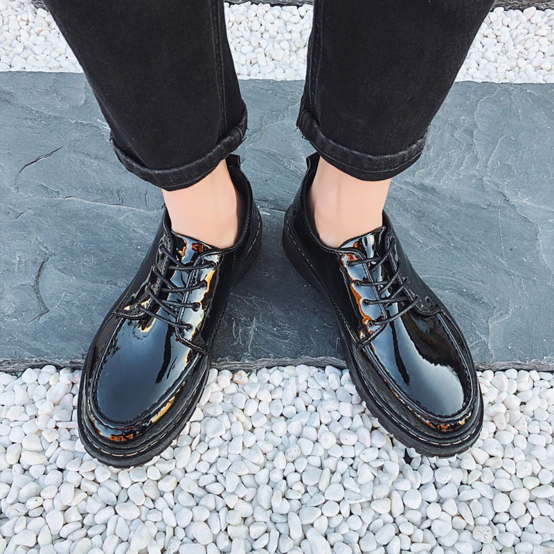 black leather non slip shoes