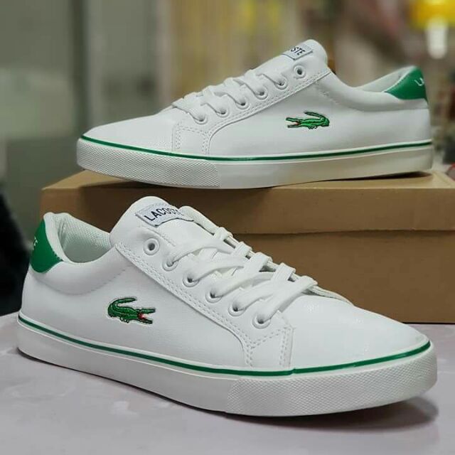 lacoste white green shoes