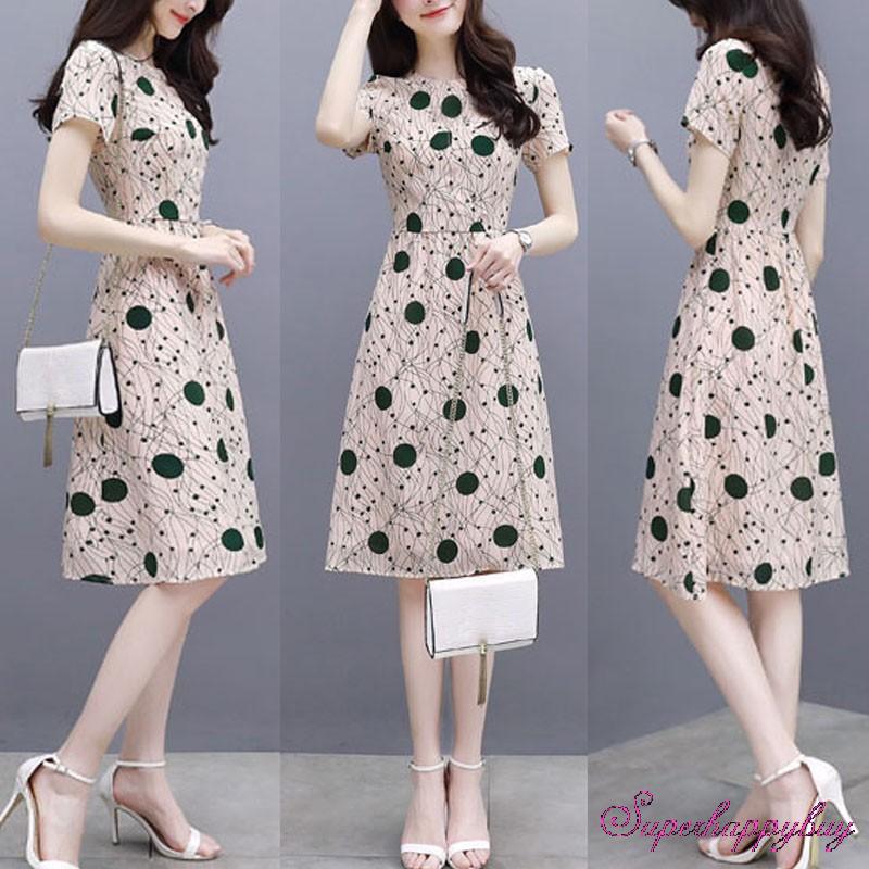 Midi Dress Women Korean Fashion Casual Midi Dress Slim Dinner Dress Pakaian Shopee Philippines