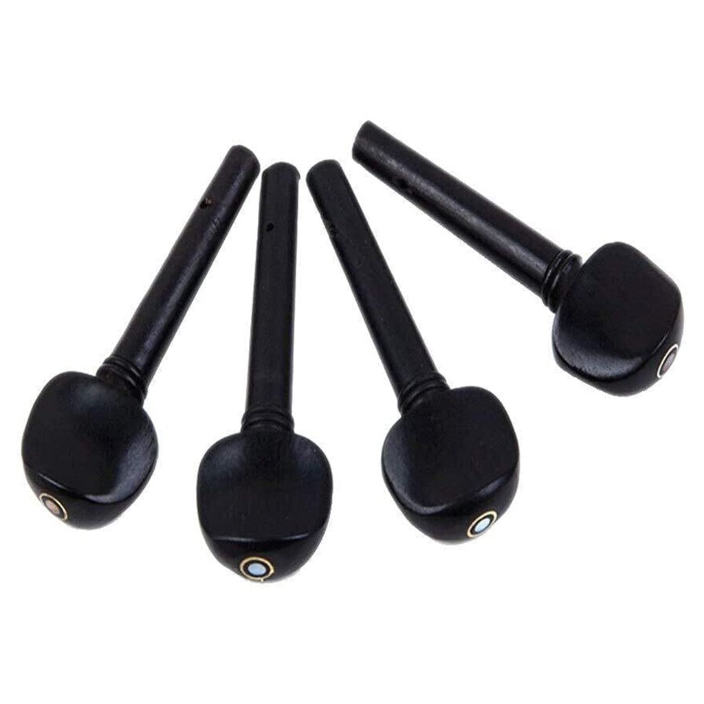 15 Pcs 4/4 Wood Tuning Pegs and End Pin Set Compatible with 4/4 Violin Fiddle Replacement Sets Black 