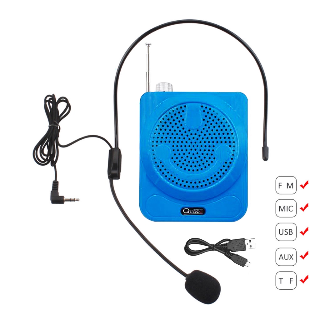 QuGoo QG551 Portable Loud Speaker Lapel Microphone With FM TF MIC USB AUX Free Rechargeable