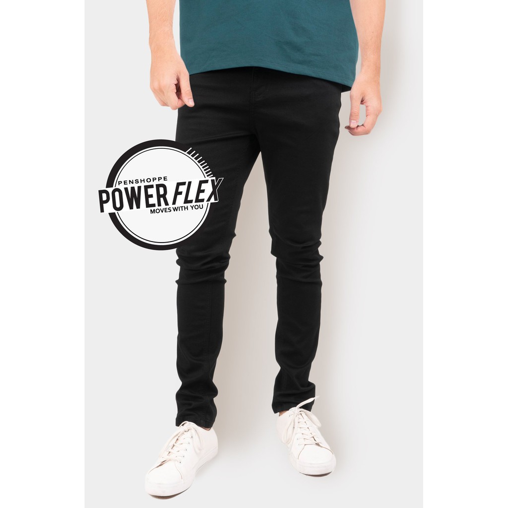 Penshoppe Powerflex Super Skinny Jeans For Men (Black) | Shopee Philippines