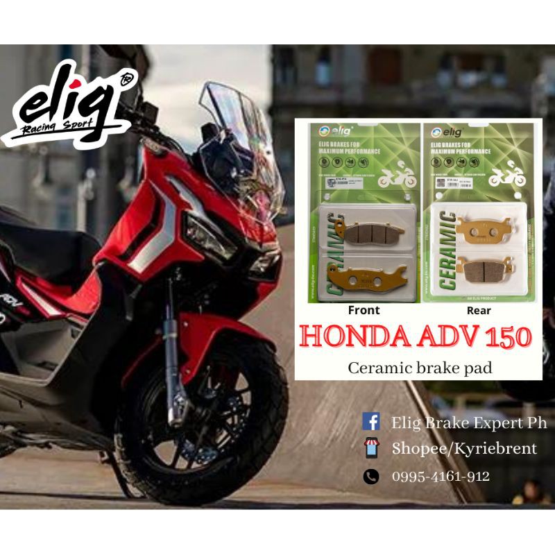 Honda Adv 150 Pcx 160 Ceramic Front Rear Elig Brake Pad Shopee Philippines