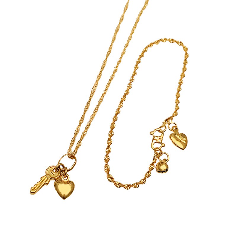 LS jewelry 24K Bangkok Gold Necklace Bracelet Jewelry Set NZ1205+B1188