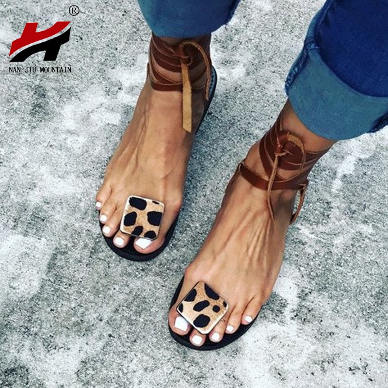 open toe leopard flats