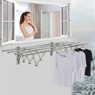 Sampayan Foldable Clothes Rack Wall Mounted Clothes Stainless Hanger Extendable sampayan outdoor dry #8