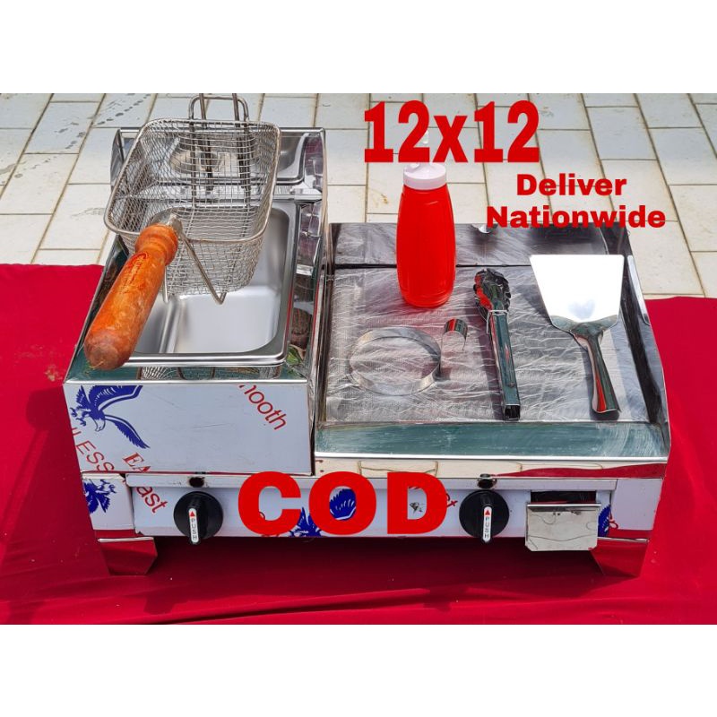 Burger Grill with Deep Fryer 12x12, Free accessories Shopee Philippines