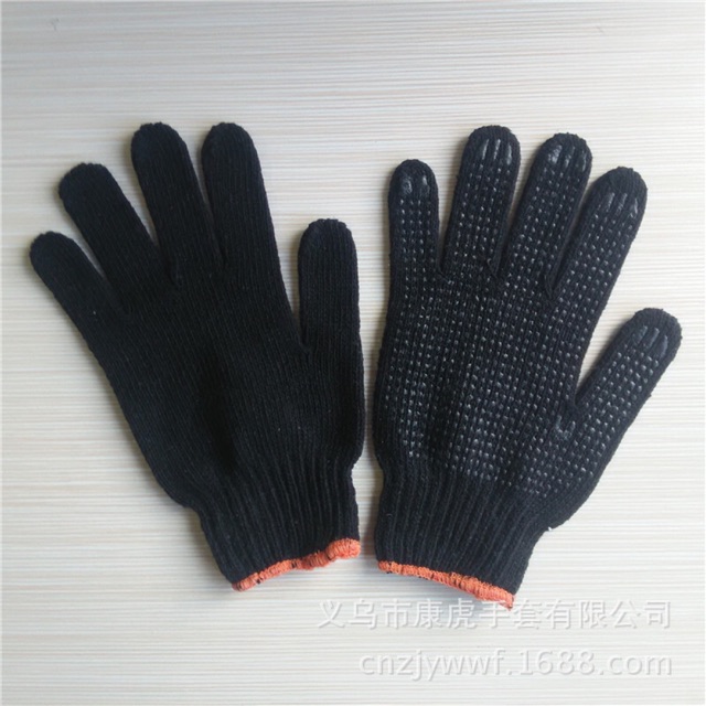 1Dozen 600grams Quality Dotted All Black Cotton Safety Hand Work Gloves