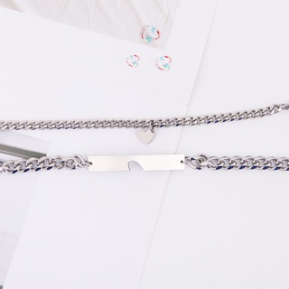 2Pcs Cuban Stainless Steel Bracelet, Couples Heart-shaped Bracelet Simple Personality Jewelry #7