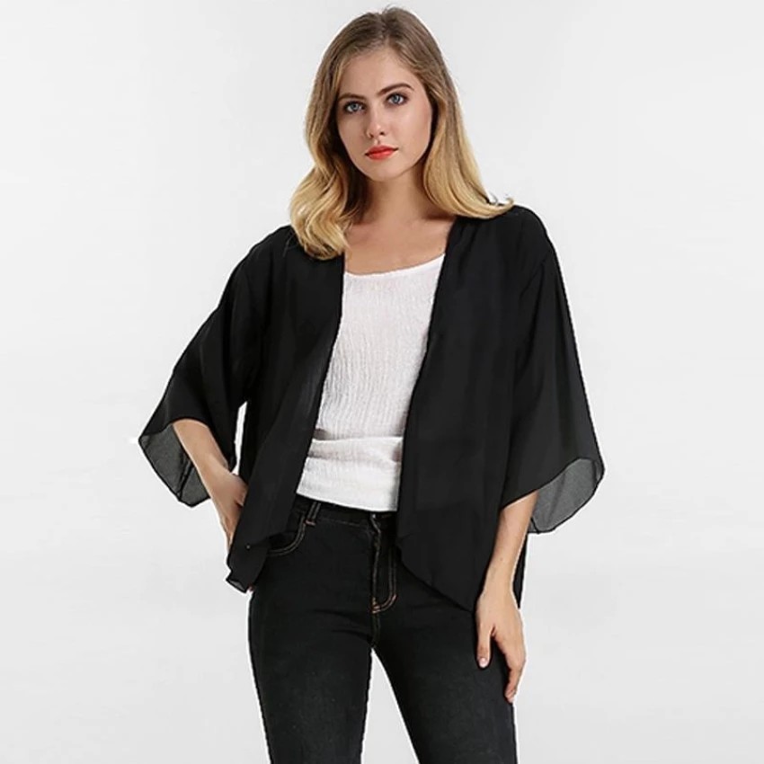black chiffon cardigan