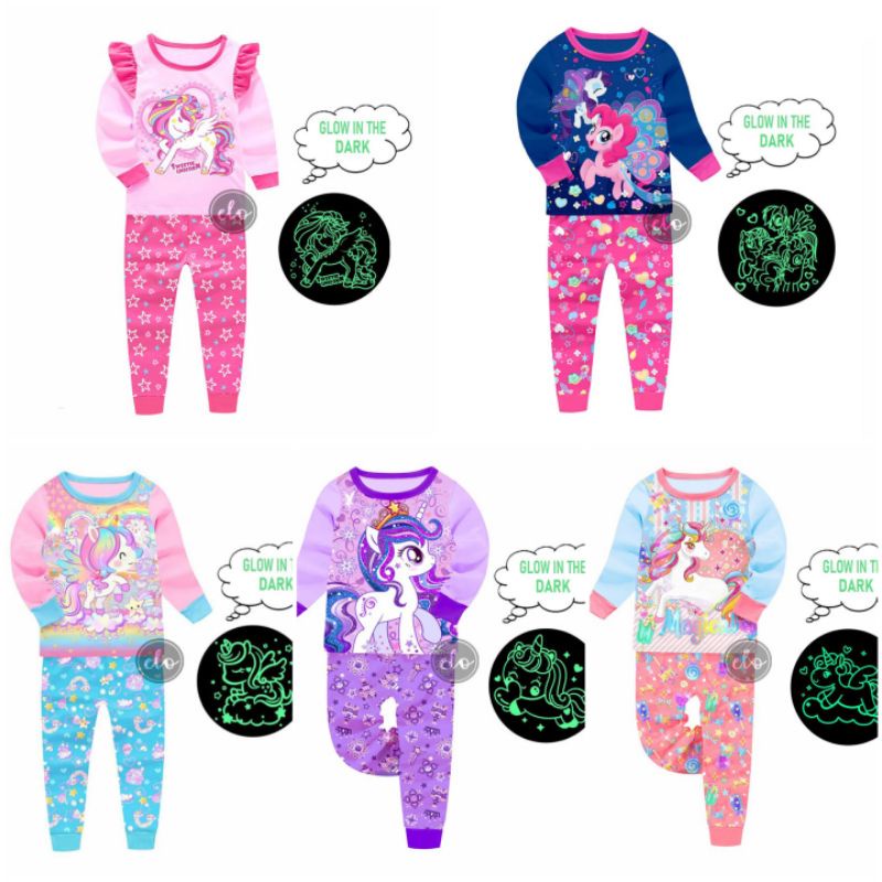 GLOW in the DARK Pajama Set Unicorn Longsleeves Pajamas Set for ...