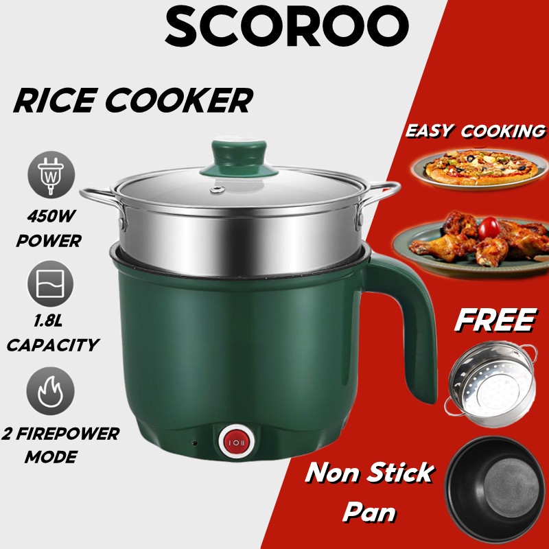 blakk rice cooker SCOROO Electric Rice Cooker 1.8L Capacity Mini Rice