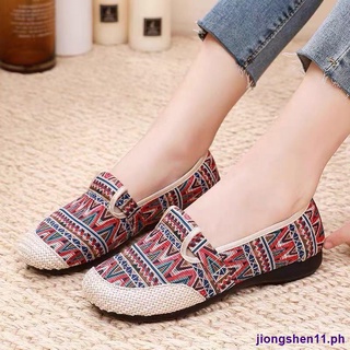 ㍿new Ethnic style women's shoes, cloth shoes, flat non-slip women's casual shoes,all-match peas shoes