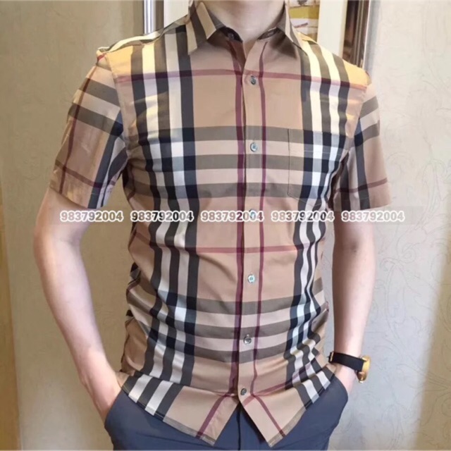 BURBERRY Plaid Cotton Shirt Polo Shirts For Men