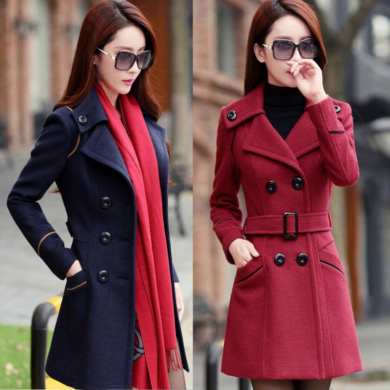 womens long red wool coat