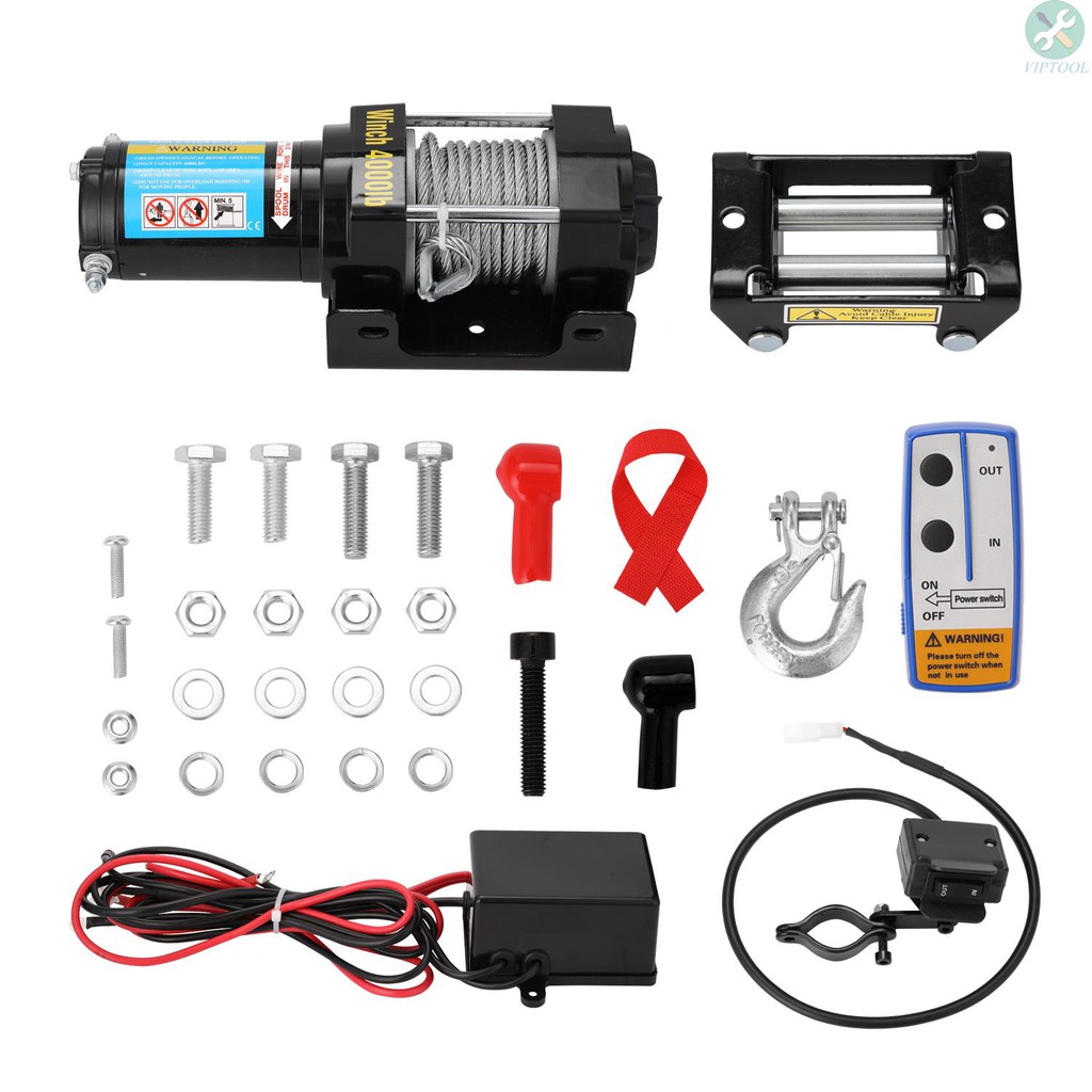 【vip】4000lbs Electric Recovery Winch Kit ATV Trailer Truck Car DC12V