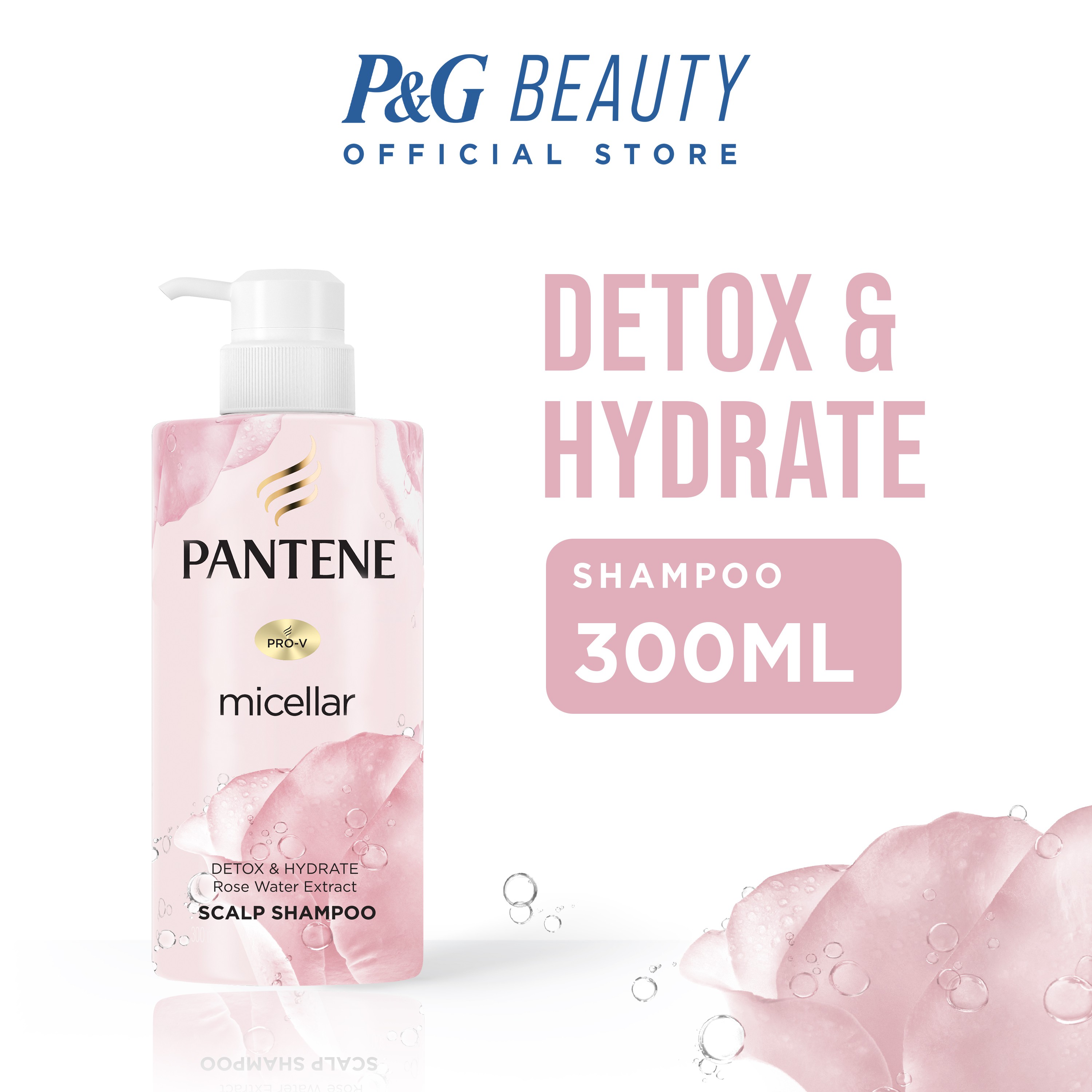 Pantene ProV Micellar Rosewater Detox & Hydrate Shampoo 300mL Shopee