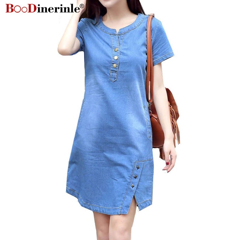 plus size denim dress with pockets