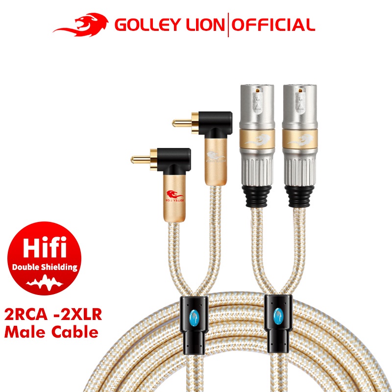 Golley Lion Dual Rca Male To Xlr Jack Audio Cable For Mixer Console Amplifiers Speaker Home