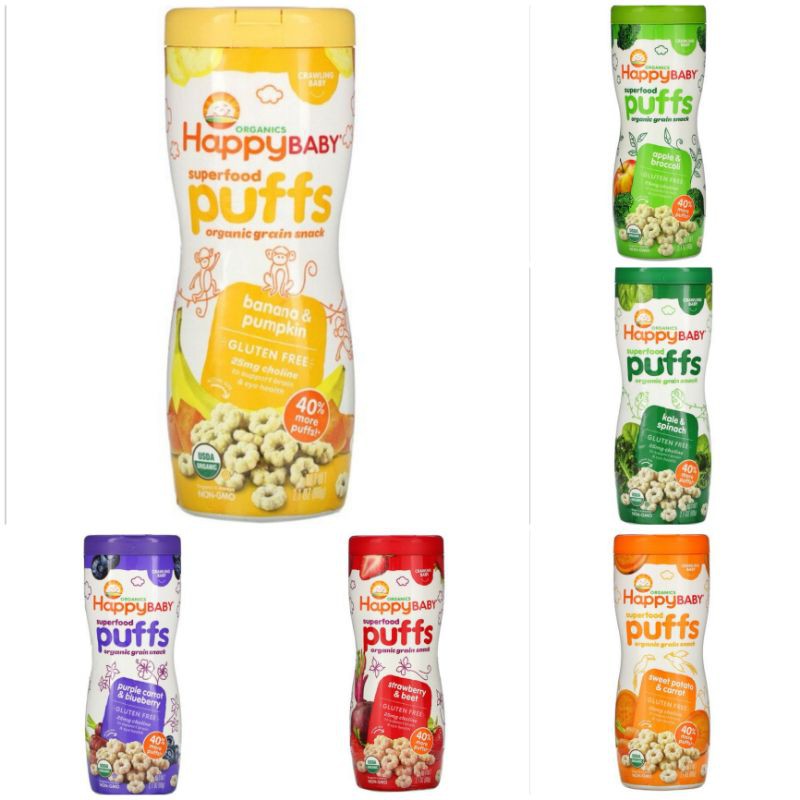 Happy Family Organics, Happy Baby Superfood Puffs, Organic Grain Snack