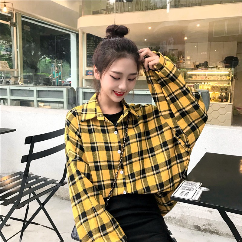 yellow plaid shirt outfit