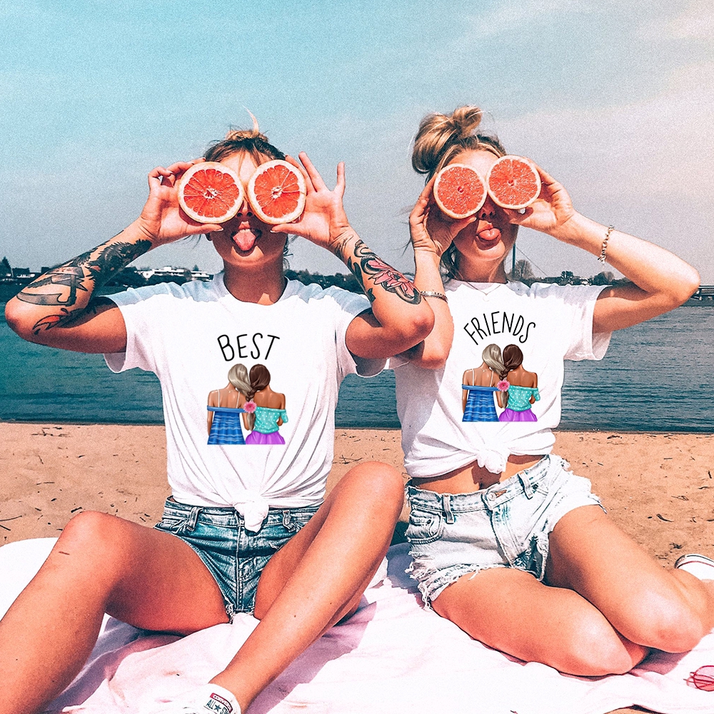 1pcs Best Friend Summer Fashion Harajuku Graphic Tee Matching Bff Shirts Aesthetic Girl Friend Shirt Shopee Philippines