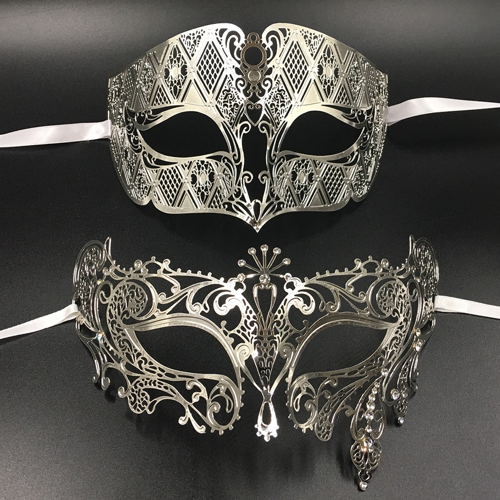 Silver Metal Filigree Men Women Venetian Masquerade Ball Masks Lovers ...