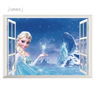  Stiker  Dinding Desain Disney Elsa Frozen 3d Dapat Dicopot 