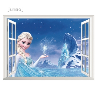  Stiker  Dinding  Desain Disney Elsa Frozen 3d Dapat Dicopot 