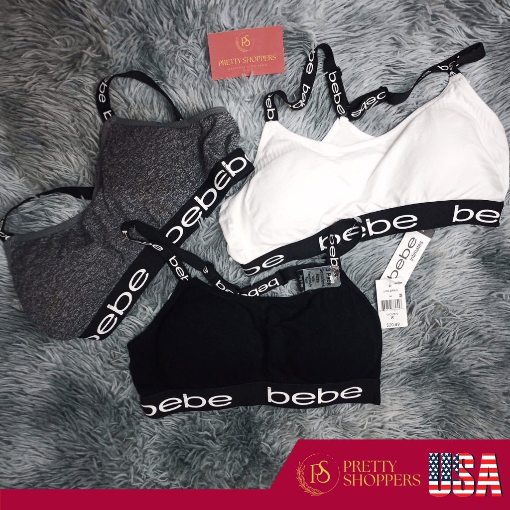 Original 3 Pack Bebe Intimates Sexy Wireless Sport Bra Racerback Straps ...