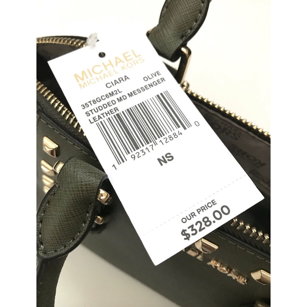 Michael Kors Ciara Studded Medium Messenger Leather Satchel Bag in Olive  Green 35T8GC6M2L | Shopee Philippines