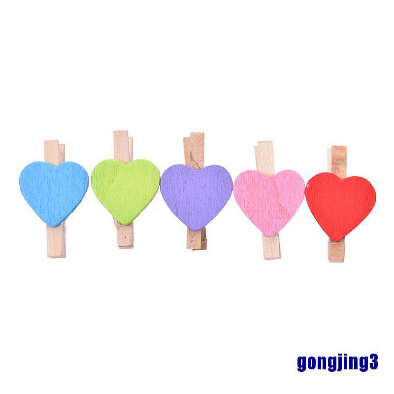 20Pcs Mini Cute Heart Wooden Pegs Photo Clips Room Wedding Craft Xmas Decors6 