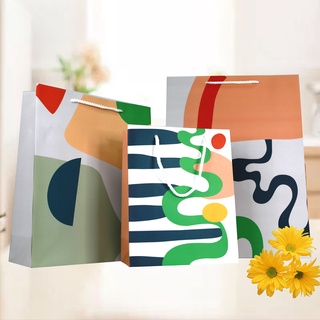 12pcs Paper Bag Gift Bag Abstract Birthday Wrapping Handle Loop Bag Wedding Candy Giftbag #WP195 #7