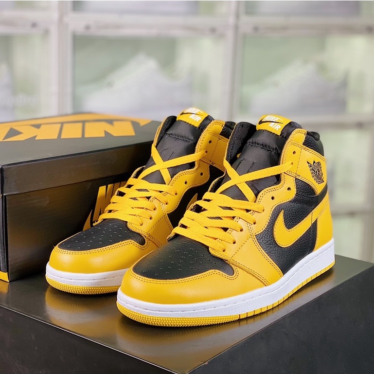 Nike Air Jordan 1 OG "Yellow Black" High Cut Basketball Shoes Casual Sneakers for Men Women
