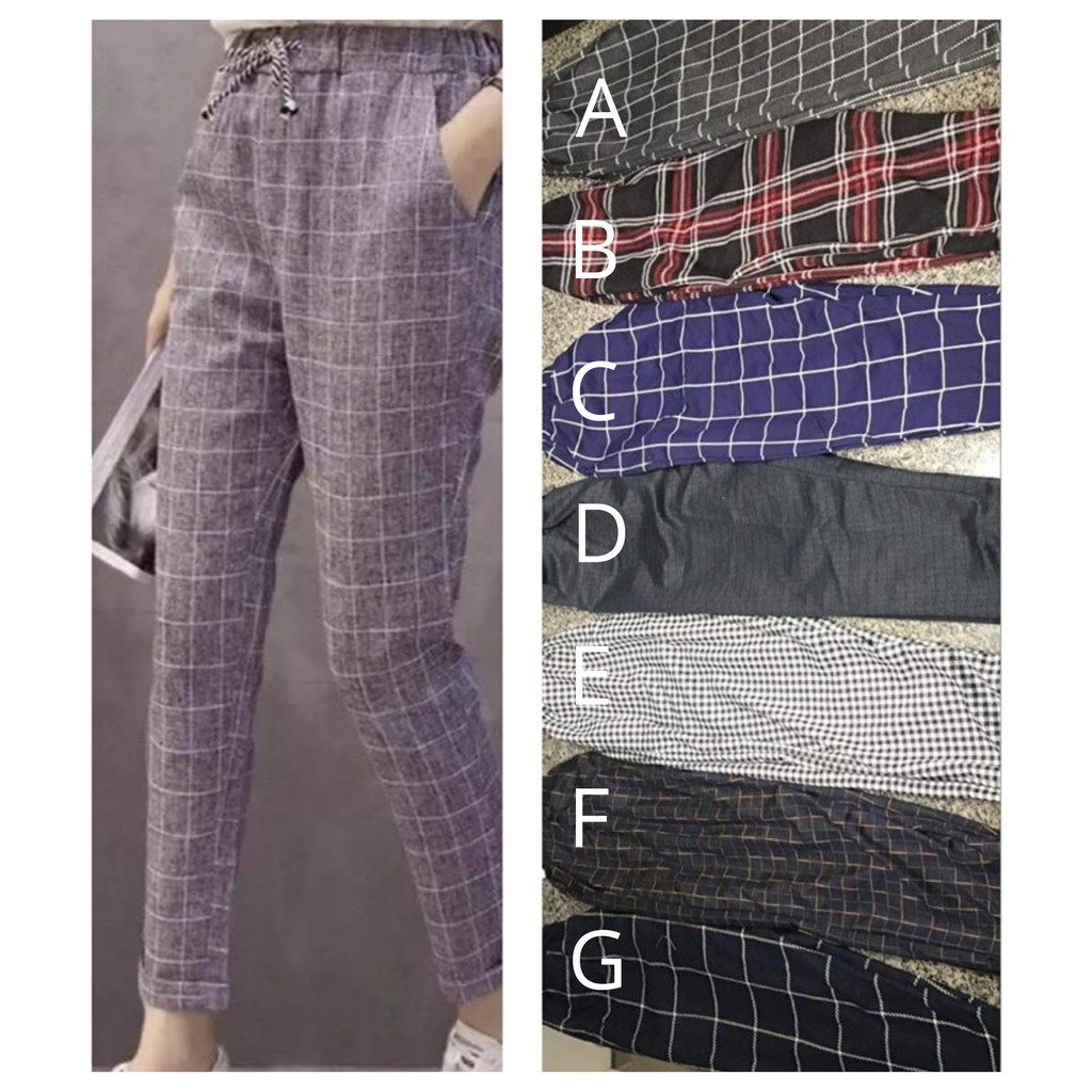 checkered cropped trousers