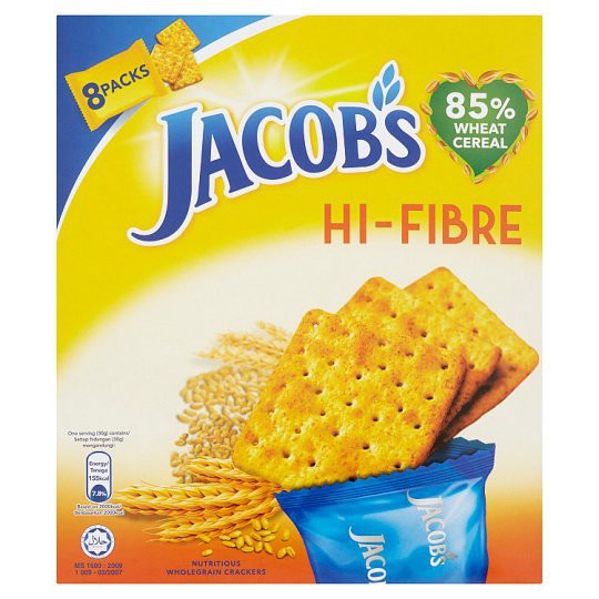 Jacob's Jacobs Cream Crackers High Fibre 8 packs 209.6 grams Shopee