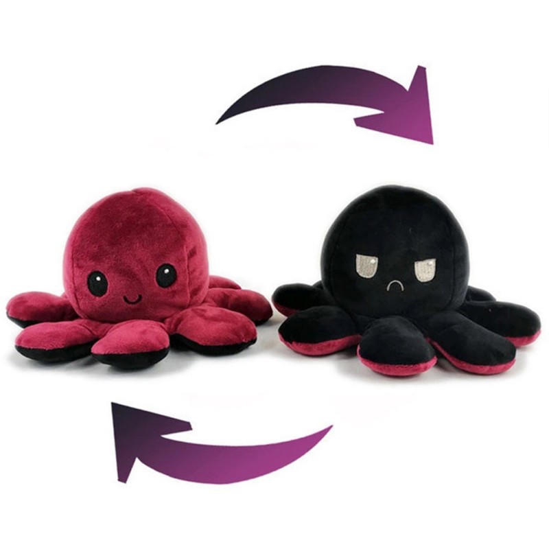 Colour-A BEST Kids Girls Toy Gift Reversible Octopus Plush Toy,Cute Double-Sided Flipped Octopus Plush Toy,Mini Plushies,Show Your Mood with Emotion for Kids Boys Girls