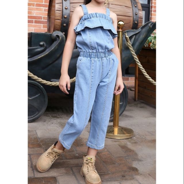 blue denim jumpsuit