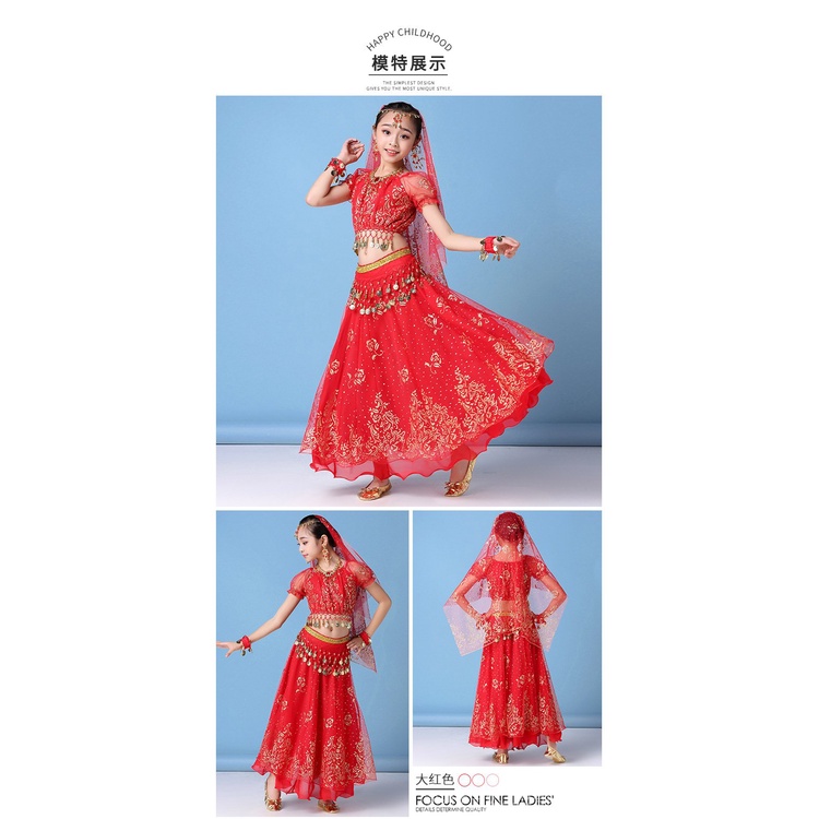 Dance Indian Belly Costume New Style Performance Children Ethnic Festival Suit