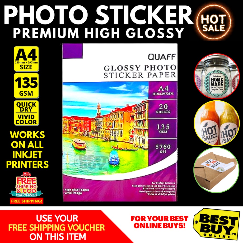 Quaff Glossy Photo Sticker Paper 135 gsm A4 Size Shopee Philippines