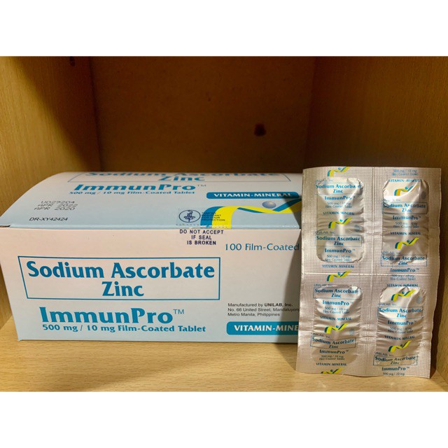 Immunpro Sodium Ascorbate + Zinc 500mg (100 tablets/1Box) Shopee