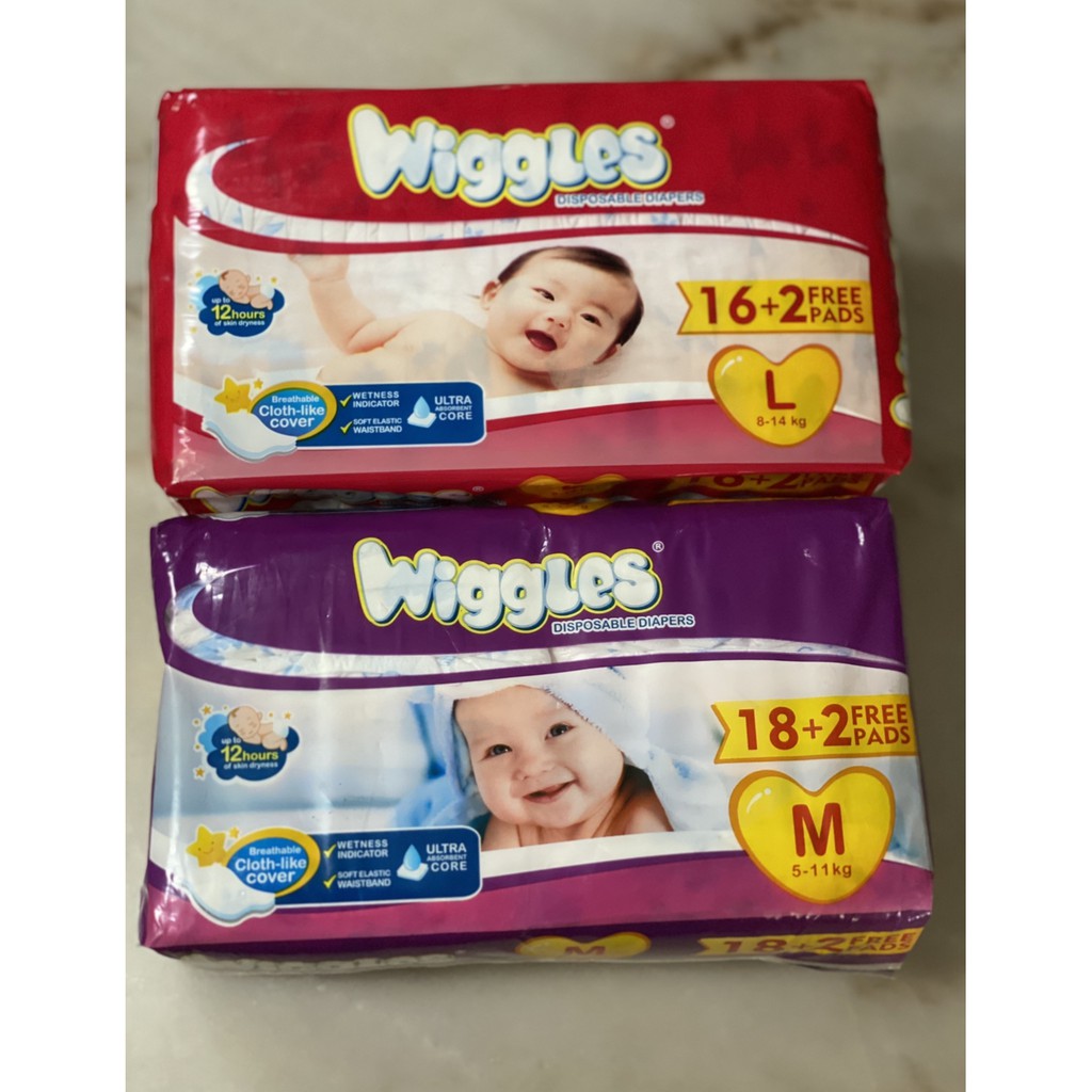 WIGGLE Diapers 18+2 pads (Medium & Large) | Shopee Philippines