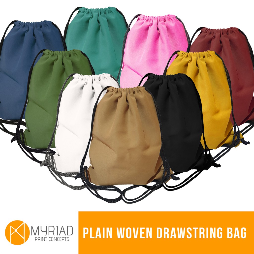 Quality Woven Fabric Plain Drawstring Bag (9 COLOR OPTIONS) Shopee