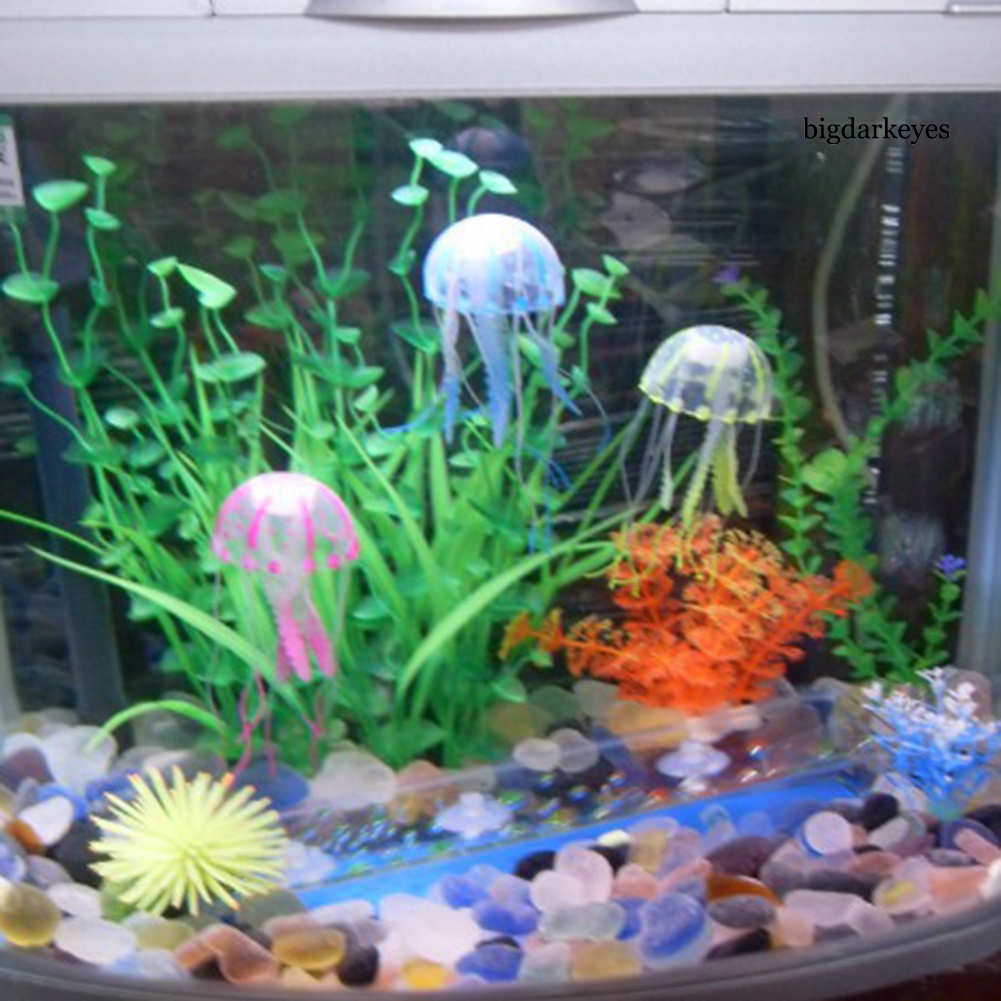 Aquarium Glowing Artificial Jellyfish Silicone Fish Tank Submarines Ornament