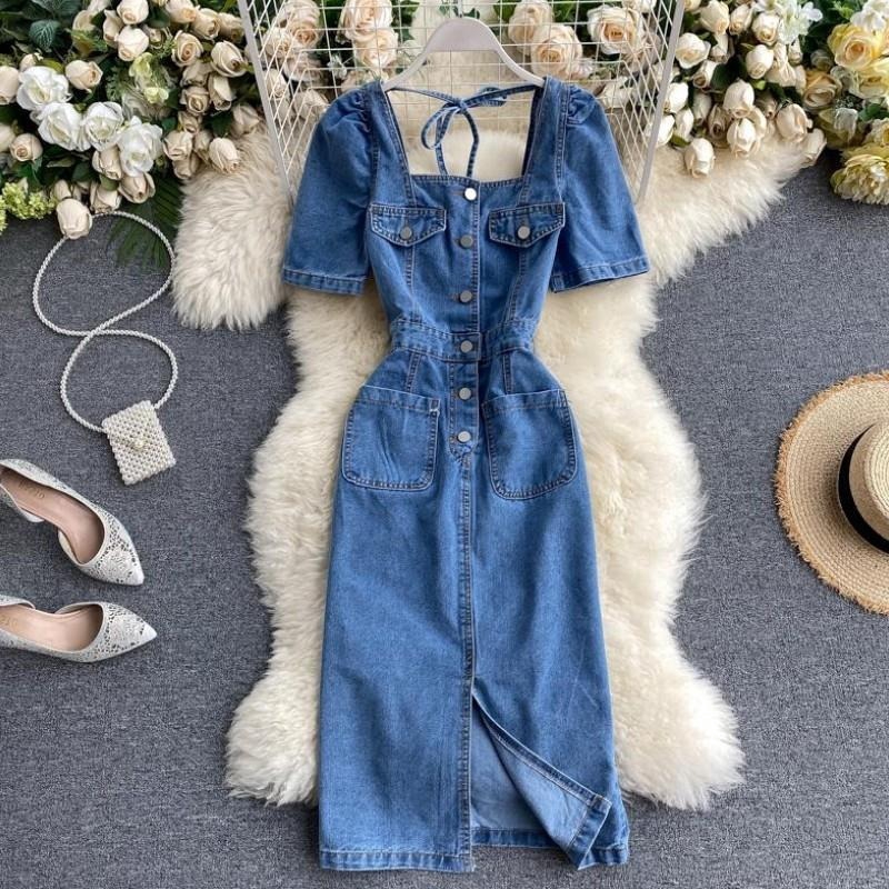 short blue jean dresses